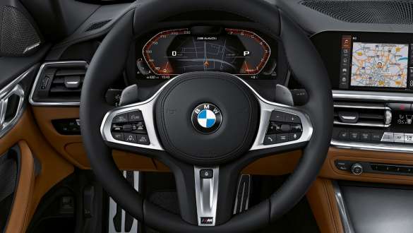 M Leather steering wheel BMW 4 Series Convertible G23 2020 M Leather steering wheel BMW 4 Series Convertible G23 2020 interior close up