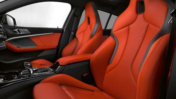 M sports seats. BMW M135i xDrive interior with M sports seats for driver and front passenger.