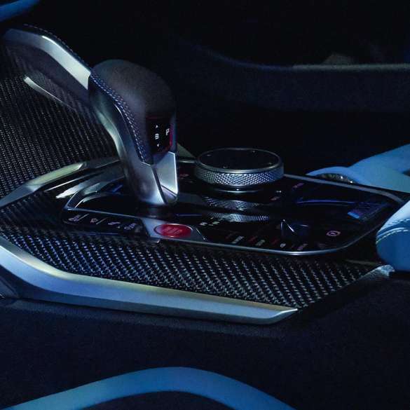 8-speed M Steptronic transmission BMW M4 Competition Coupé G82 2020 BMW M4 Competition Coupé G82 2020 8-speed M Steptronic transmission close-up centre console interior