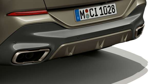 BMW X6 M50i Rear with M sport exhaust system BMW X6 M50i rear with focus on M sport exhaust system