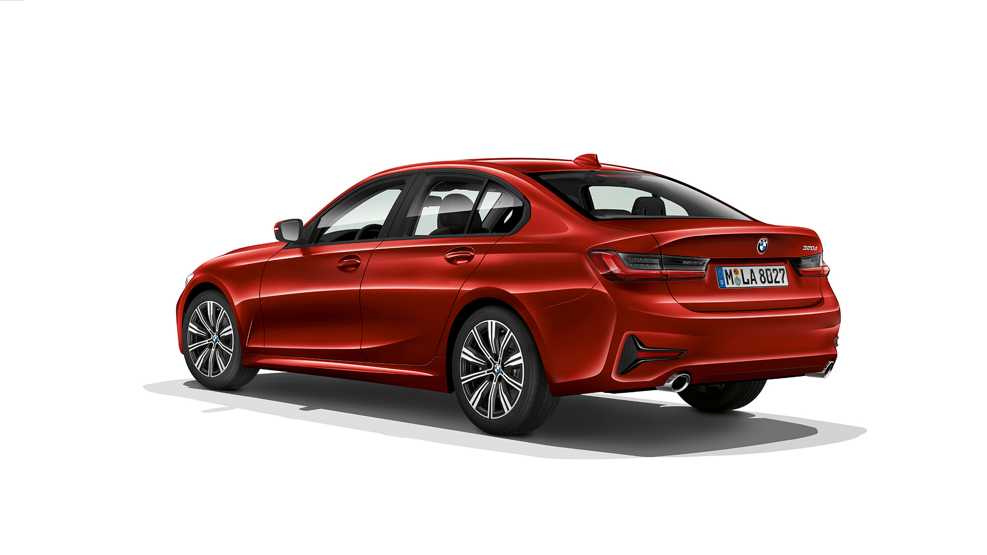 BMW 3 Series Saloon, Model Advantage rear. Three-quarter rear shot of the BMW 3 Series Saloon with model Advantage features.