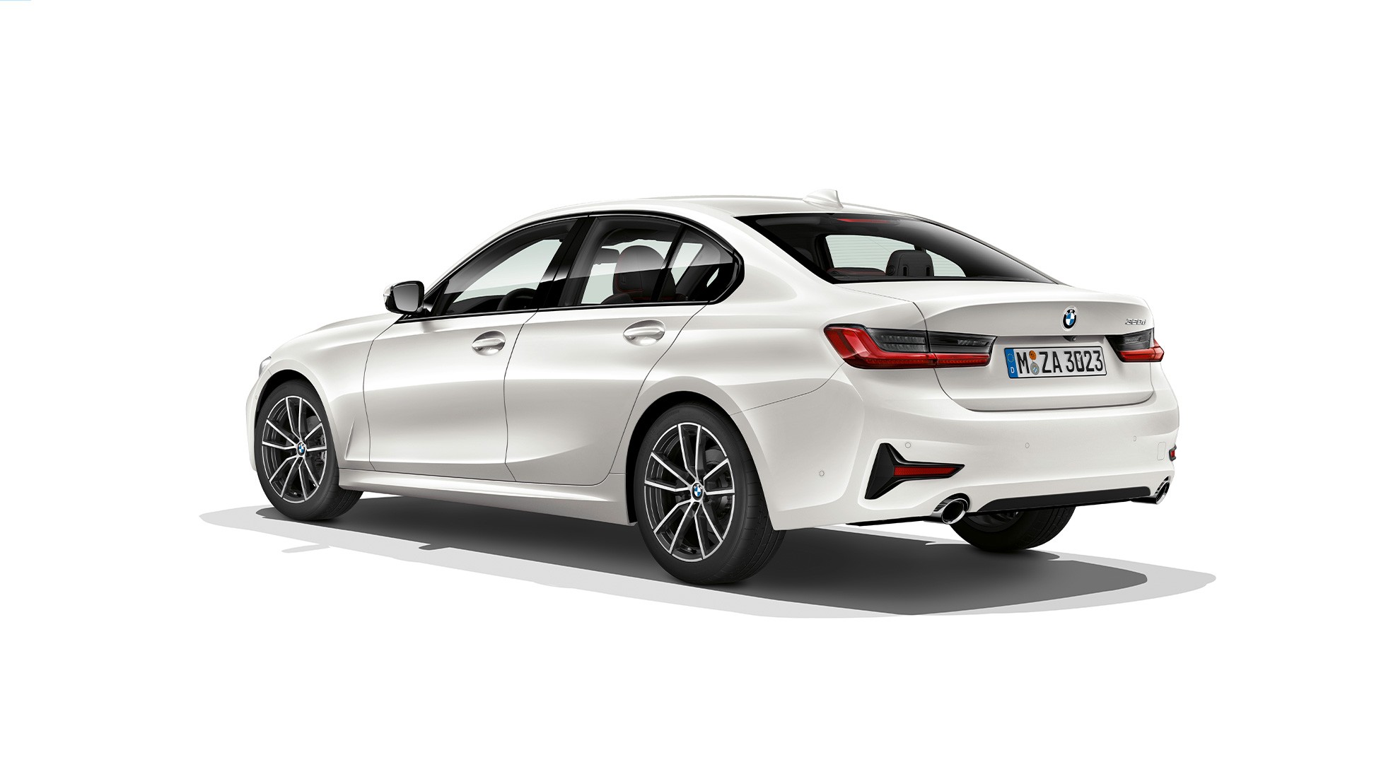 BMW 3 Series Saloon, Model Sport Line rear. Three-quarter rear shot of the BMW 3 Series Saloon with Model Sport Line features.