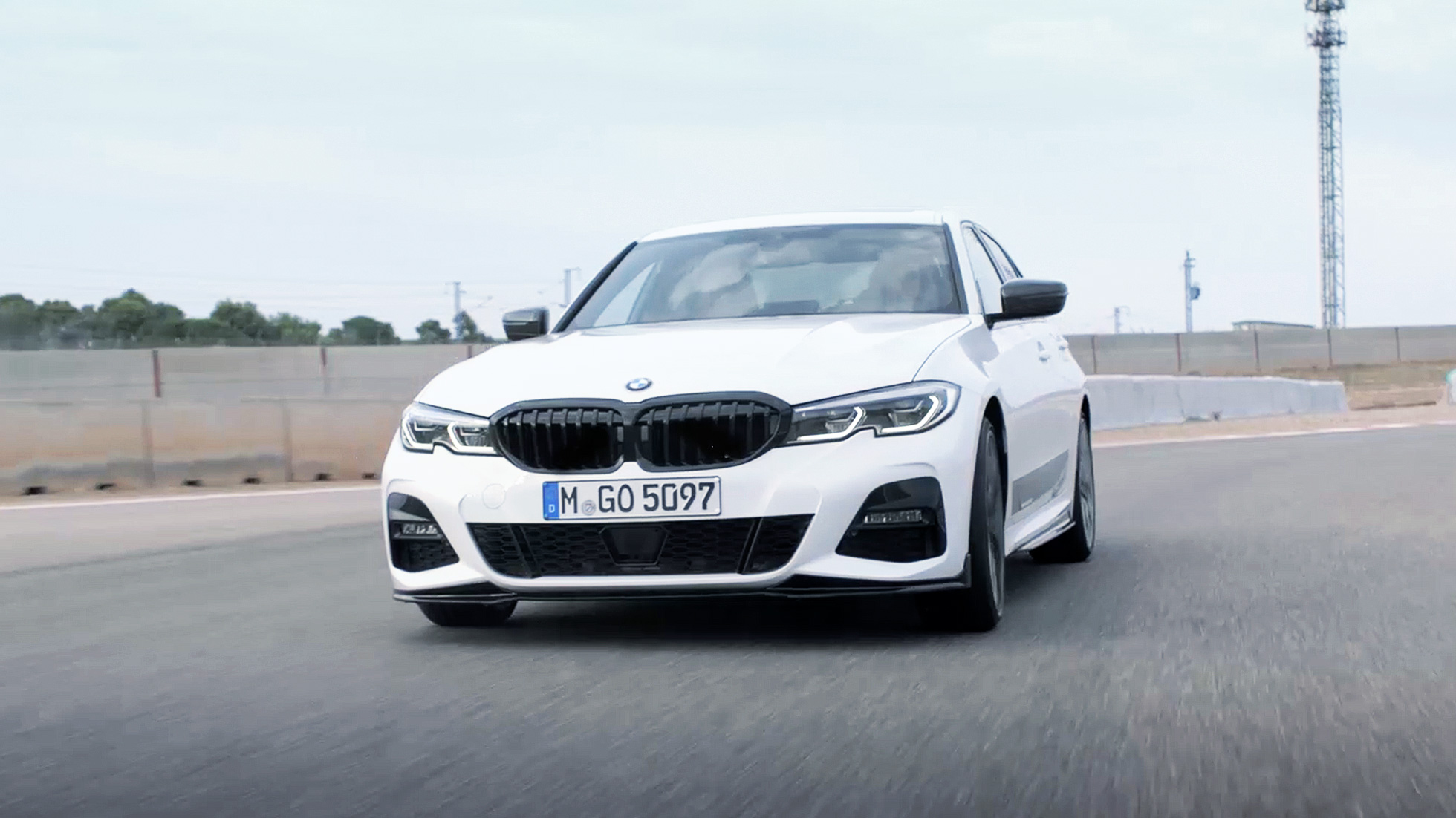 BMW 3 Series Saloon, M Performance parts. Quarter front view of the BMW 3 Series Saloon with M Performance parts.