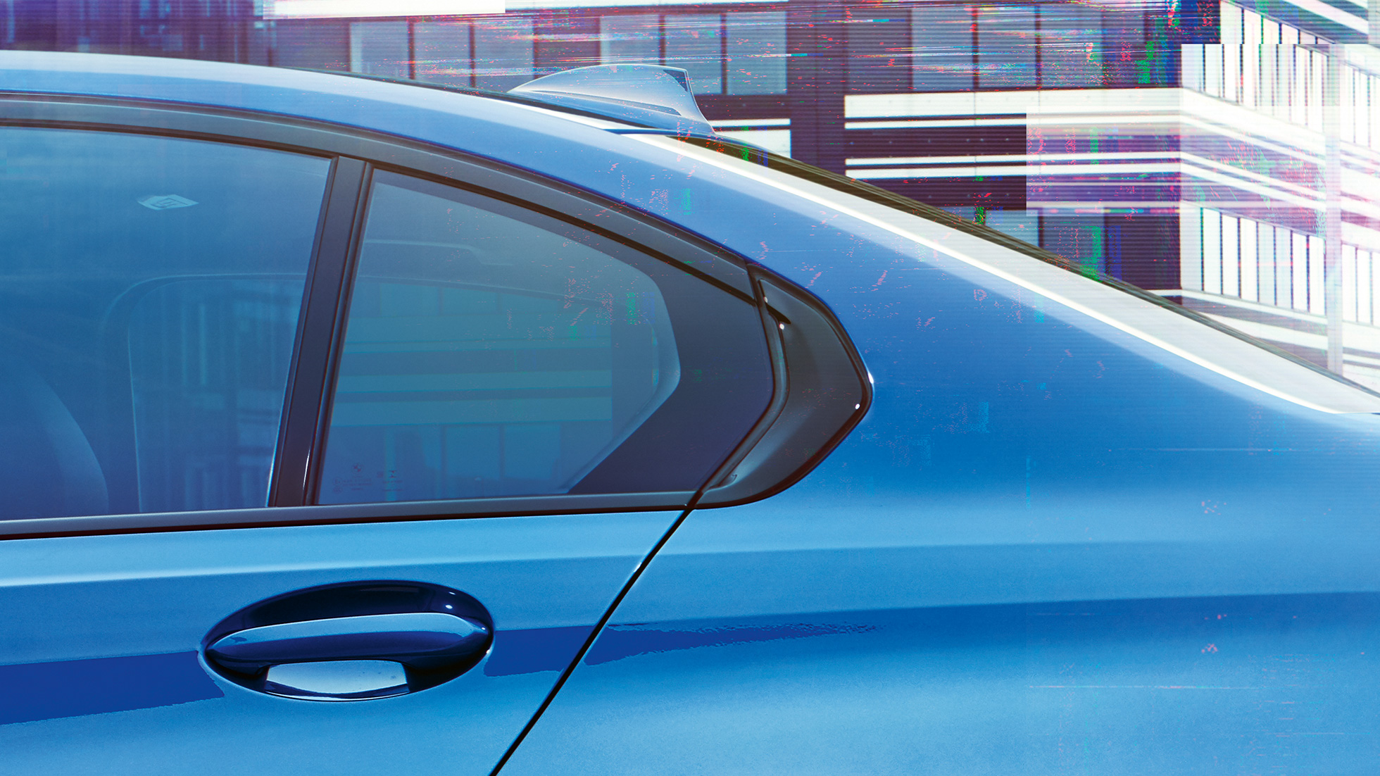 BMW 3 Series Saloon, Hofmeisterkink. Lateral detail view of the rear window with Hofmeister kink.
