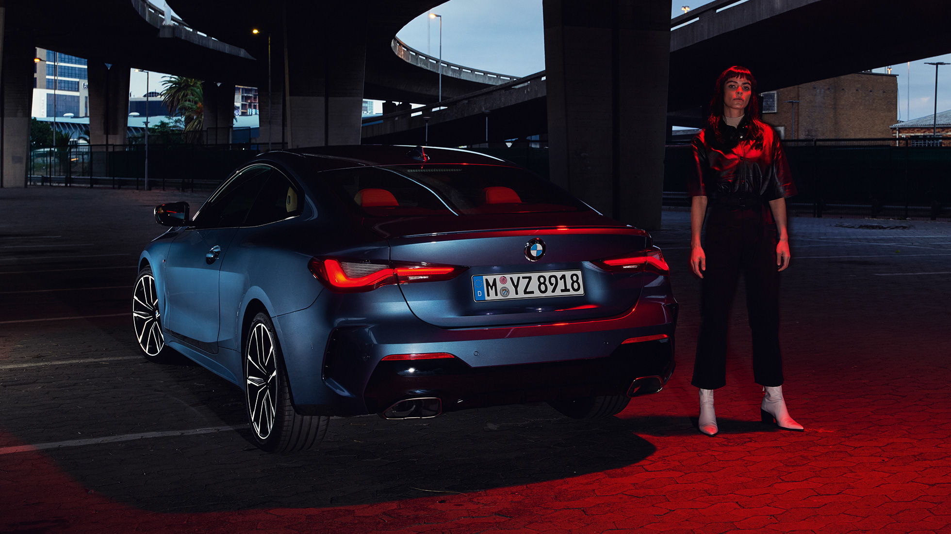 Rear view rear lights BMW 4 Series Coupé G22 BMW 4 Series Coupé G22 2020 Arctic Race Blue metallic rear view rear lights