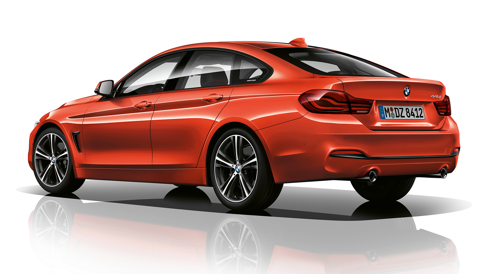 BMW 4 Series Gran Coupé, Model Sport Line three-quarter rear shot BMW 4 Series Gran Coupé, Model Sport Line three-quarter rear shot
