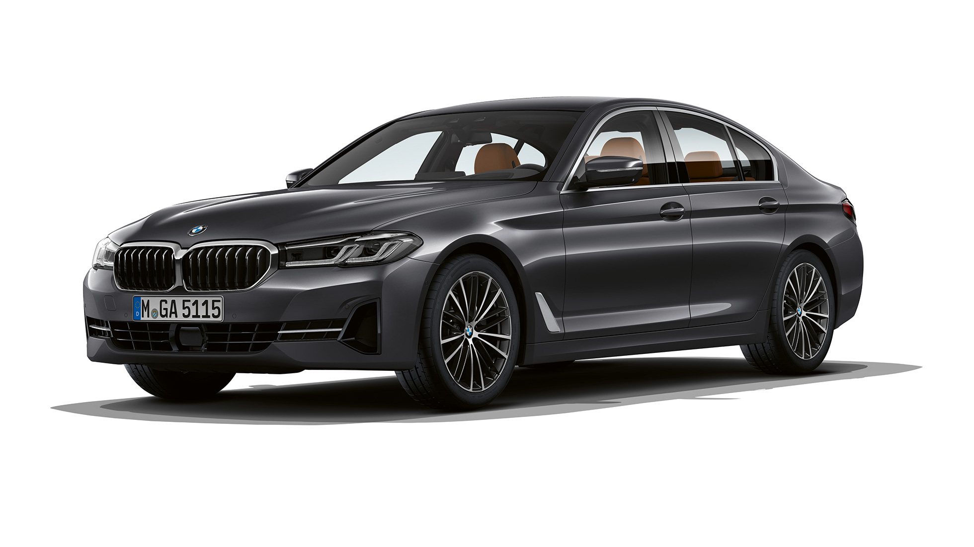 BMW 5 Series Saloon G30 Basic equipment BMW 5 Series Saloon 540i G30 2020 Basic equipment in Sophisto Grey three-quarter front view