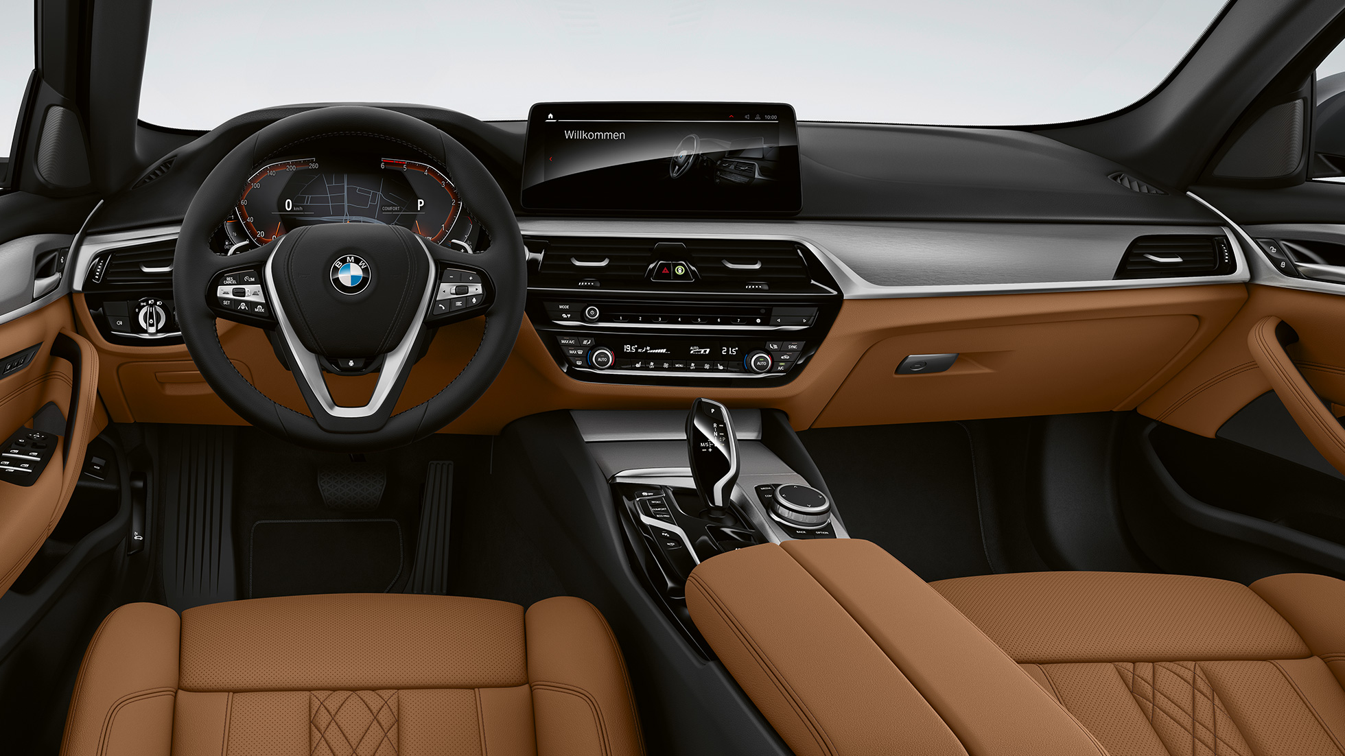 Cockpit BMW 5 Series Saloon G30 Basic equipment Cockpit BMW 5 Series Saloon 540i G30 2020 Basic equipment Sensatec Cognac interior