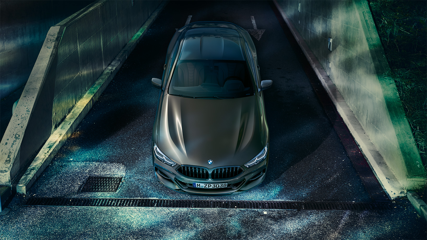 Front still shot of the BMW 8 Series Coupé with BMW Individual equipment in an urban setting at night Front still shot of the BMW 8 Series Coupé with BMW Individual equipment in an urban setting at night.