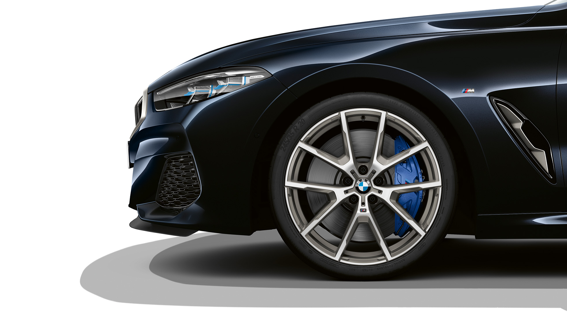 19'' light alloy wheels Double-spoke style 727 M Bicolour. BMW 8 Series Coupé, Carbon Black metallic, 19'' light alloy wheels Double-spoke style 727 M Bicolour.