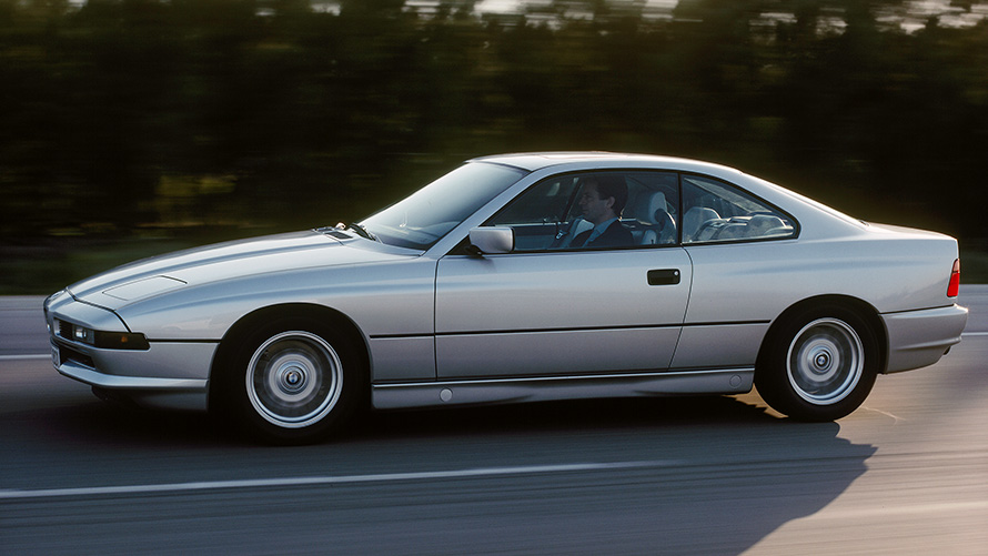 BMW 8er Coupé (E31) 7/8 side view driving BMW 8er Coupé (E31) 7/8 side view driving