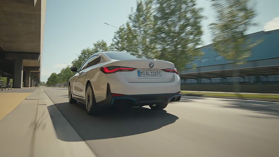 The full-electric BMW i4 G26 2021 close-up lateral front