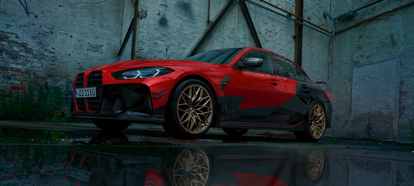 BMW M3 Saloon G80 2020 with BMW M Perfromance Parts BMW M3 Saloon G80 2020 three-quarter side view with BMW M Perfromance Parts