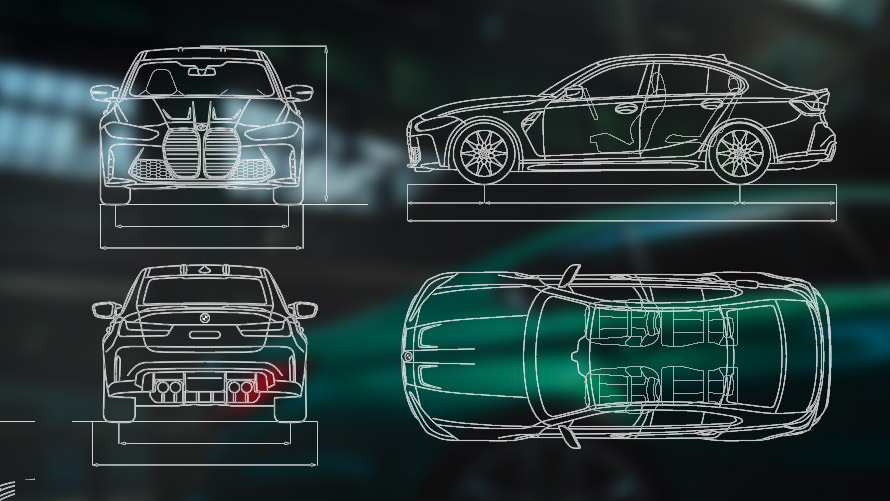Dimensional drawing BMW M3 Saloon G80 Dimensional drawing BMW M3 Saloon G80