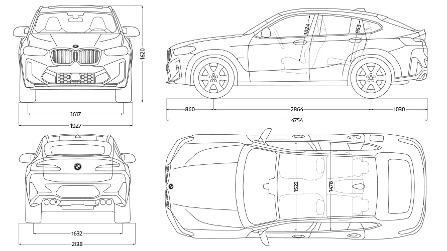 BMW X4 M F98 technical data sketch BMW X4 M F98 technical data sketch
