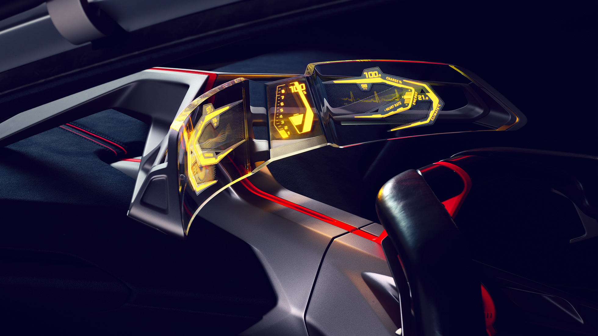 BMW Vision M NEXT, interior BMW Vision M NEXT, Interior, Boost Pod, Curved Glass Display