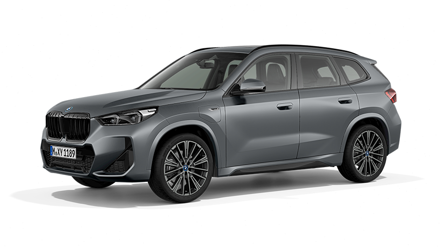 BMW X1 xDrive30e PHEV car three-quarter front view BMW X1 xDrive30e PHEV car studio shot three-quarter front view