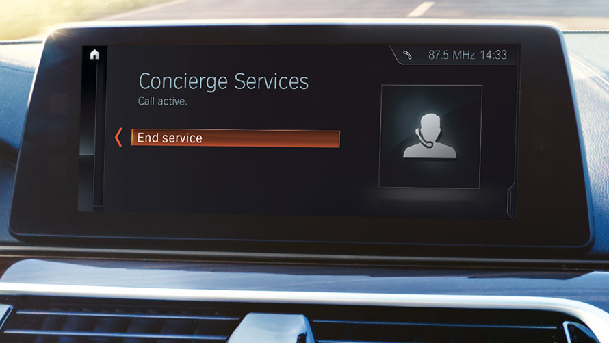Concierge Services Concierge Services showing on BMW display