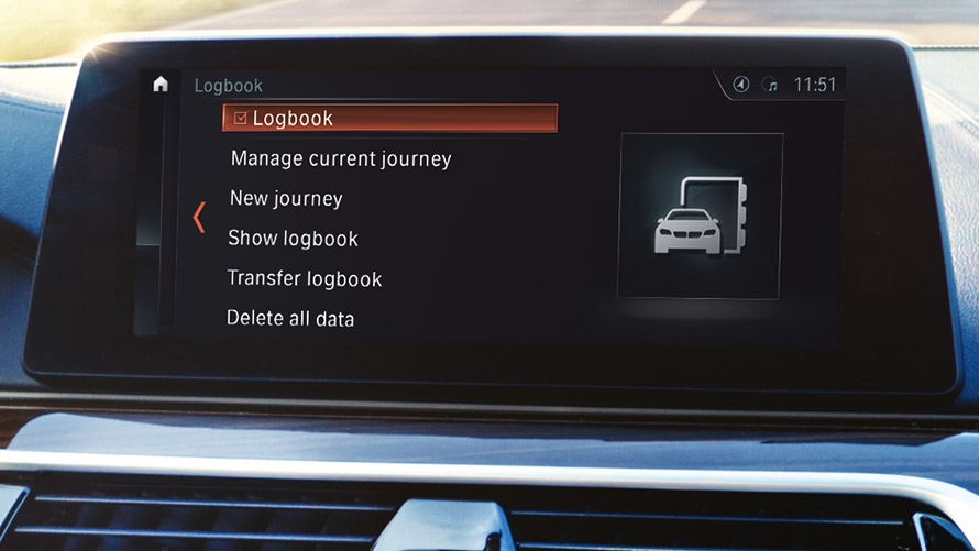 Online Logbook Online Logbook showing on BMW display