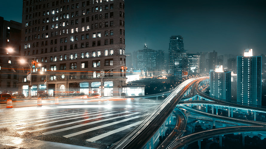 Map Update Map Update: City highway and big city at night