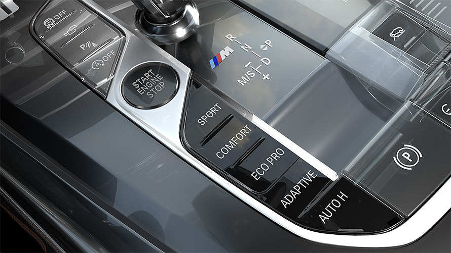 BMW Driving Experience Control Close-up of the BMW Driving Experience Control with ECO PRO mode in the BMW X5.