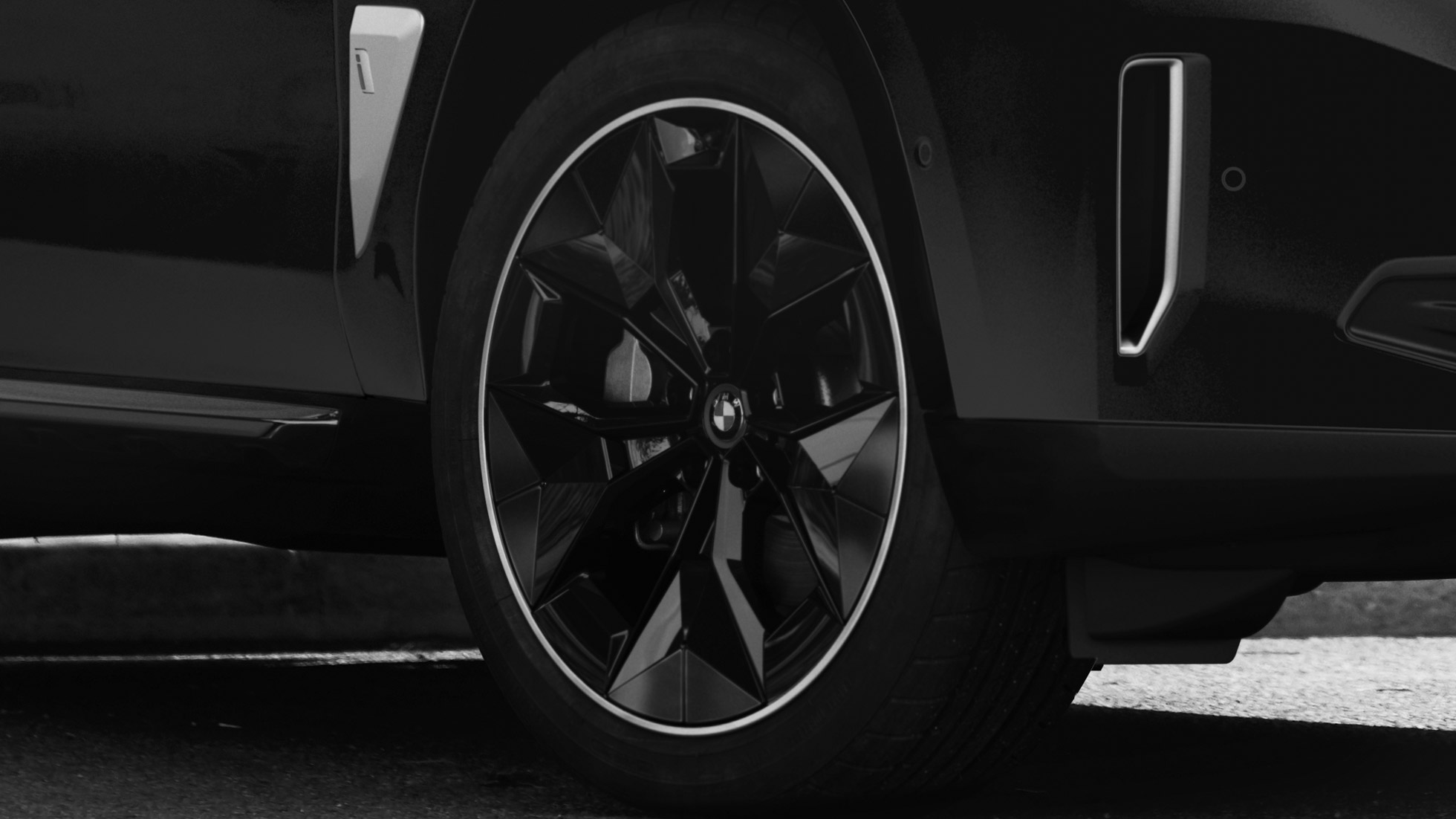 Aerodynamic wheels BMW iX3 G08 High-gloss black close-up wheel Aerodynamic wheels BMW iX3 G08 High-gloss black close-up wheel