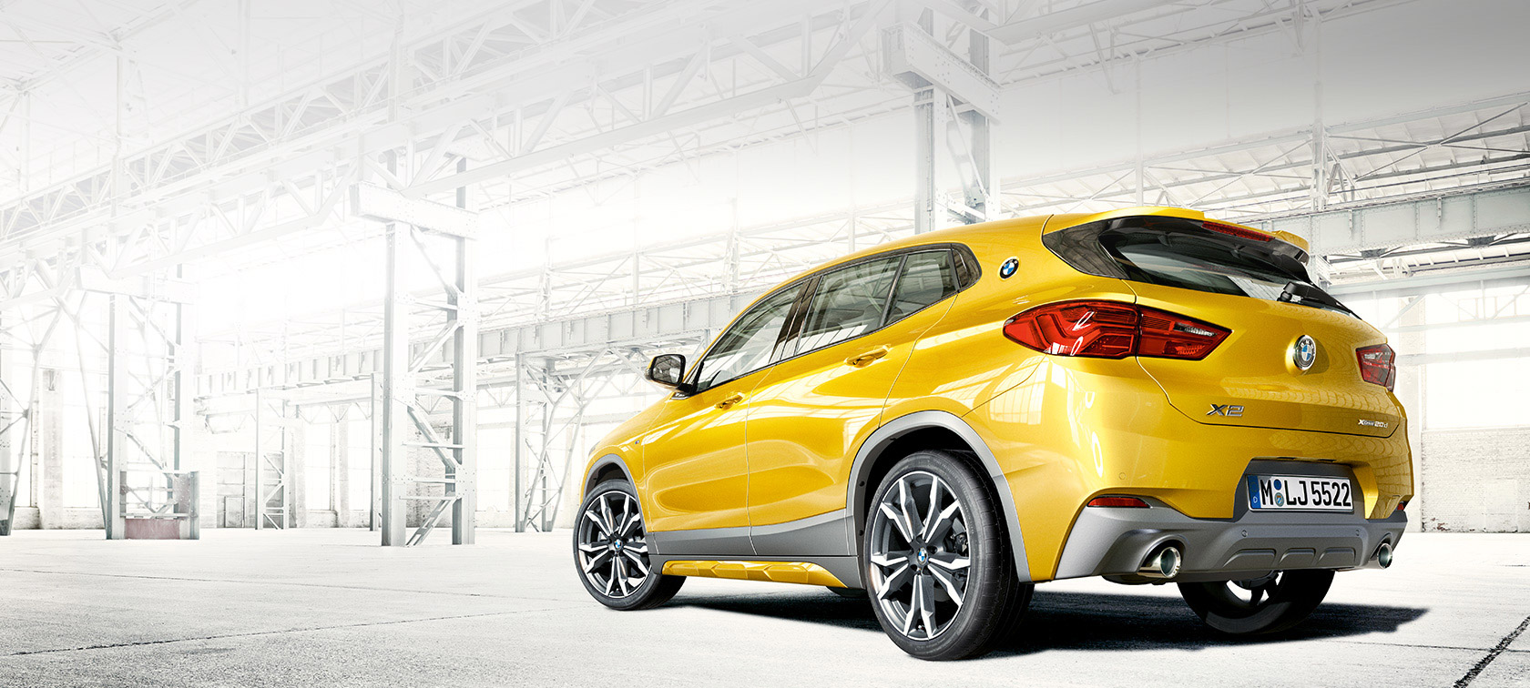Three quarter side view BMW X2 F39 BMW X2 2018 F39 Galvanic Gold metallic three quarter side view