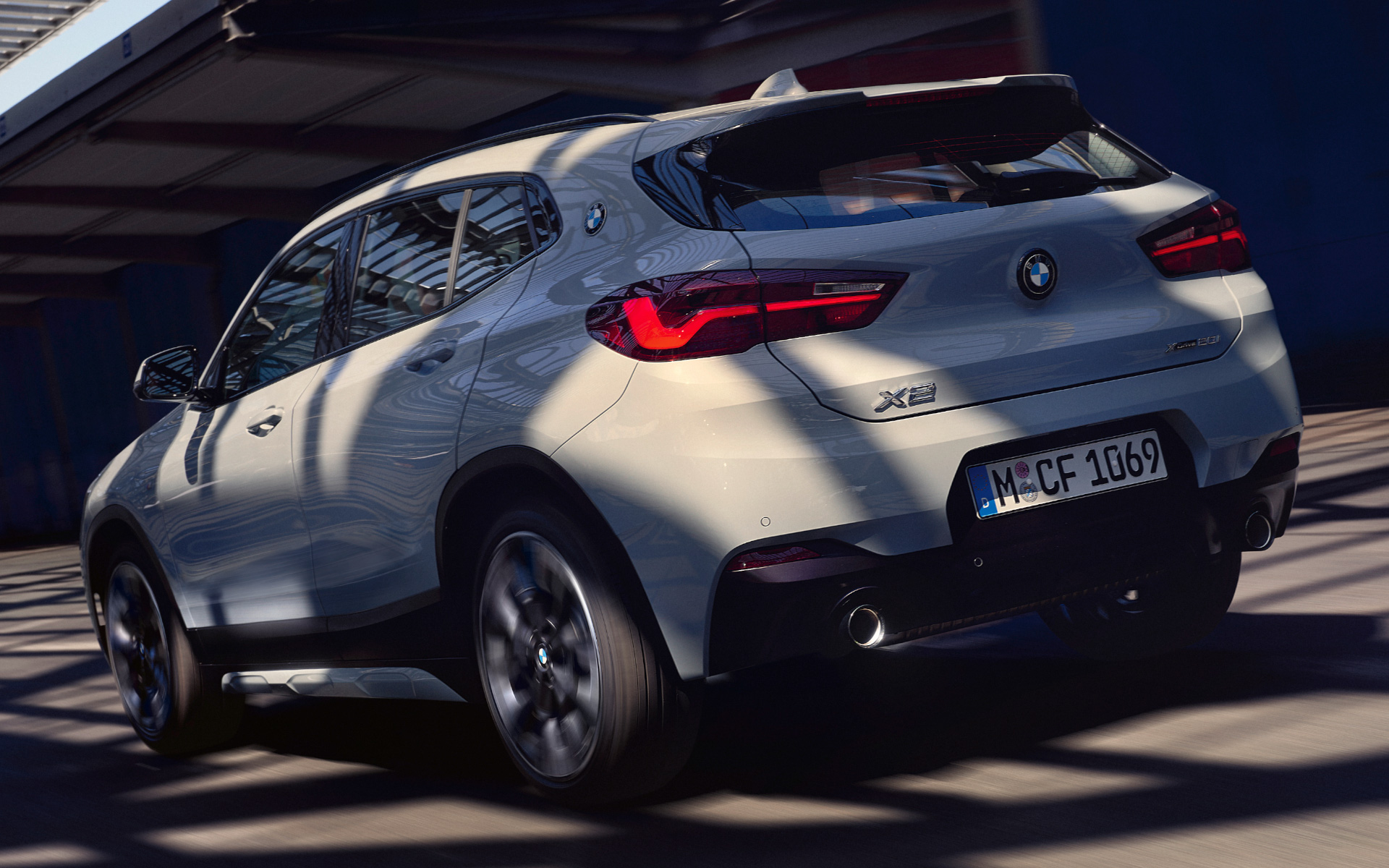 BMW X2 F39 Brooklyn Grey three quarter rear view