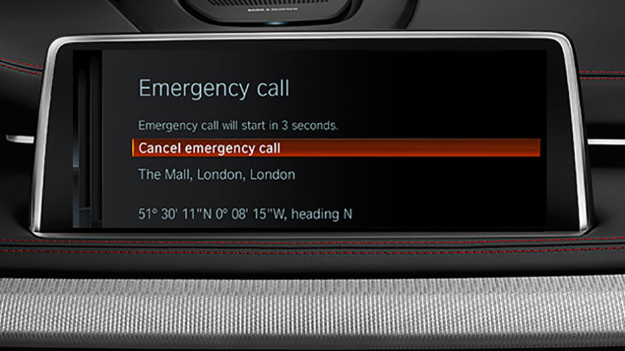 A smartphone showing the BMW Roadside Assistance on the Connected App A smartphone showing the BMW Roadside Assistance on the Connected App